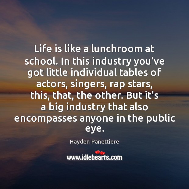 Life is like a lunchroom at school. In this industry you’ve got Hayden Panettiere Picture Quote