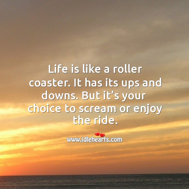 Life Is Like A Roller Coaster It Has Its Ups And Downs But It S Your Choice To Scream Or Enjoy The Ride Idlehearts