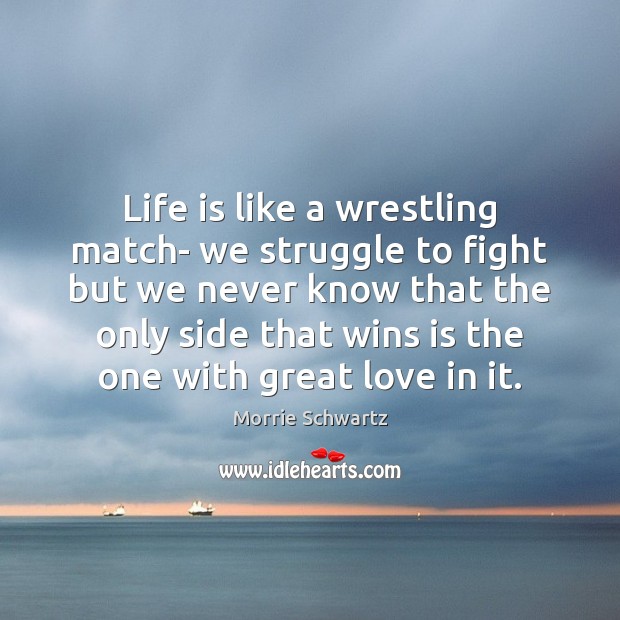 Life is like a wrestling match- we struggle to fight but we Morrie Schwartz Picture Quote