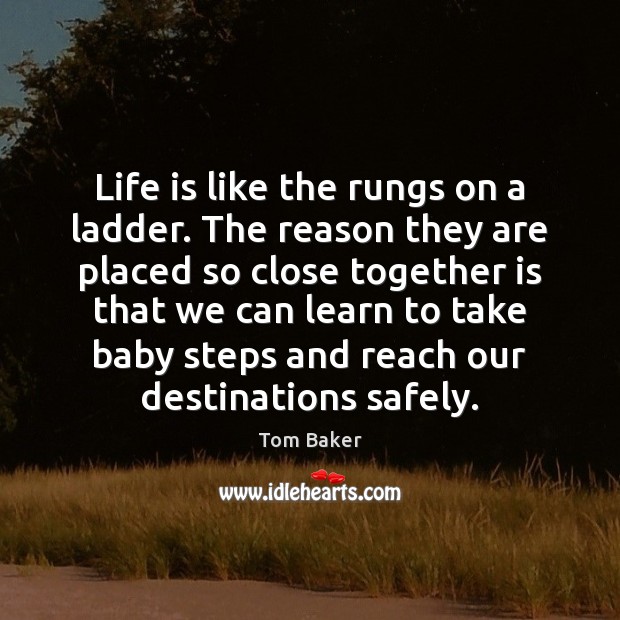 Life is like the rungs on a ladder. The reason they are Tom Baker Picture Quote