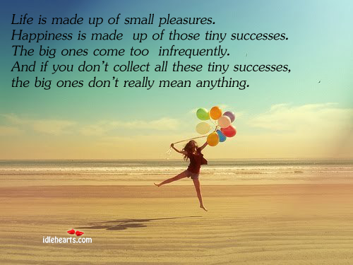 Life is made up of small pleasures. Happiness is made up of. Happiness Quotes Image