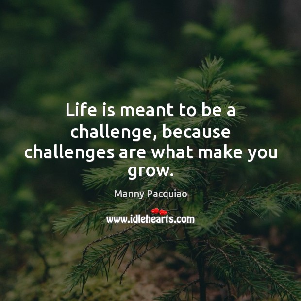 Life is meant to be a challenge, because challenges are what make you grow. Manny Pacquiao Picture Quote
