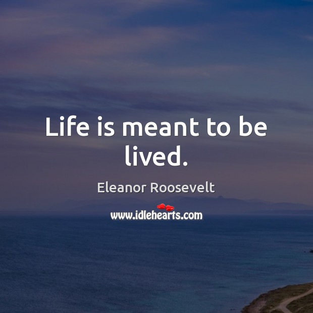 Life is meant to be lived. Image