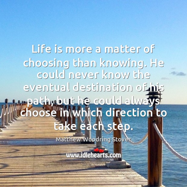 Life is more a matter of choosing than knowing. He could never Matthew Woodring Stover Picture Quote