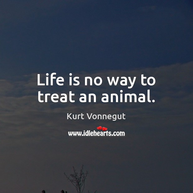 Life is no way to treat an animal. Kurt Vonnegut Picture Quote