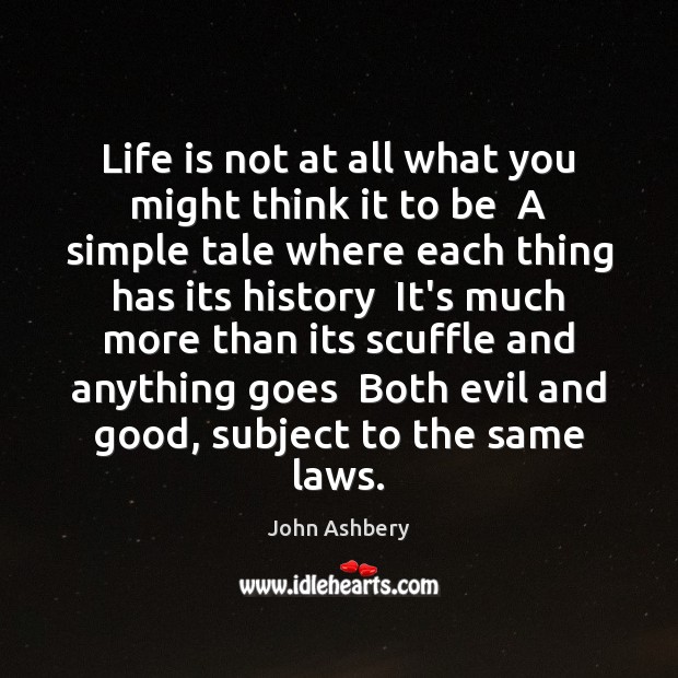 Life is not at all what you might think it to be John Ashbery Picture Quote