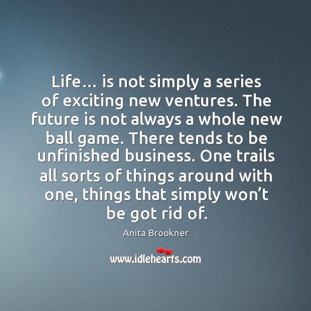 Life… is not simply a series of exciting new ventures. The future is not always a whole new ball game. Anita Brookner Picture Quote