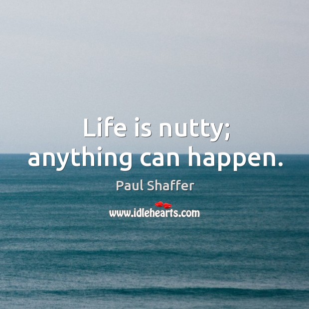 Life is nutty; anything can happen. Paul Shaffer Picture Quote