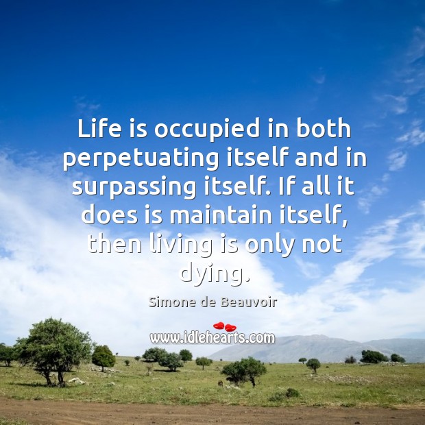 Life is occupied in both perpetuating itself and in surpassing itself. Image