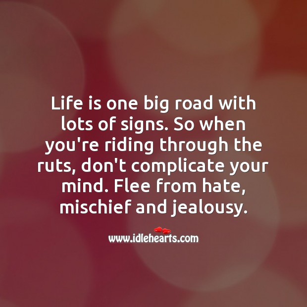 Life is one big road with lots of signs. Hate Quotes Image