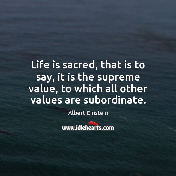Life is sacred, that is to say, it is the supreme value, Image