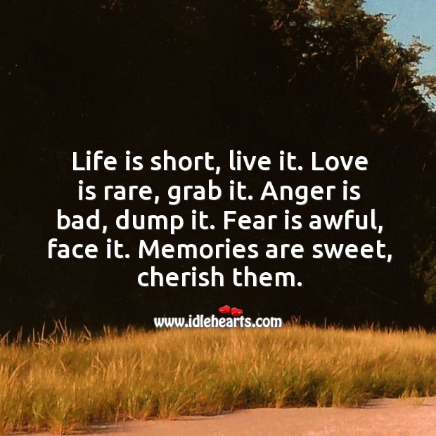 Life is short, live it. Love is rare, grab it. Image