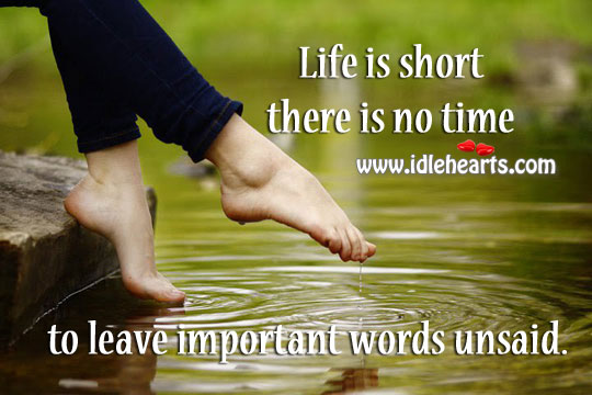 Life is short there is no time to leave important words unsaid. Image