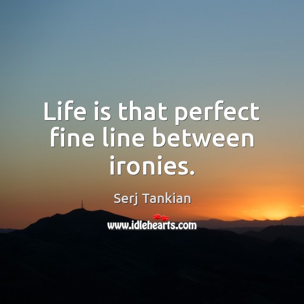 Life is that perfect fine line between ironies. Serj Tankian Picture Quote