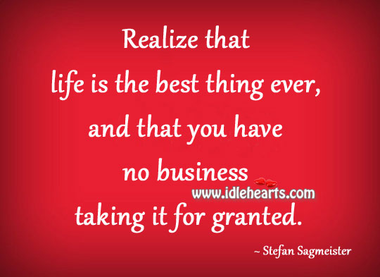 Realize that life is the best thing ever Stefan Sagmeister Picture Quote
