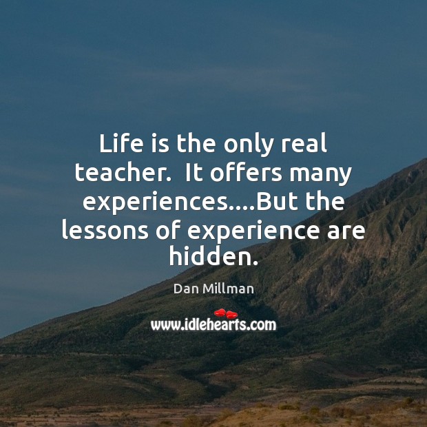 Life is the only real teacher.  It offers many experiences….But the Image