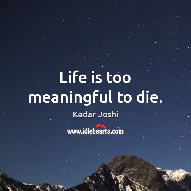 Life is too meaningful to die. Image