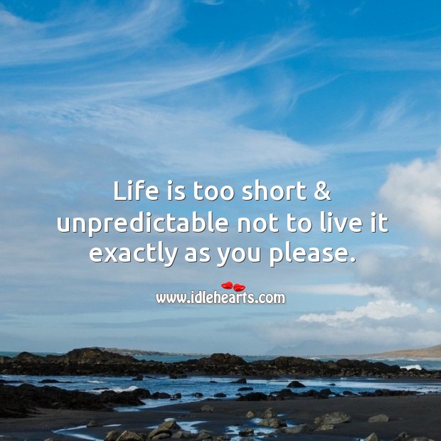 Life is too short & unpredictable not to live as you please. Life is Too Short Quotes Image
