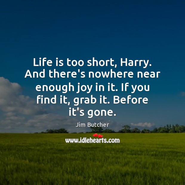 Life is too short, Harry. And there’s nowhere near enough joy in Life is Too Short Quotes Image