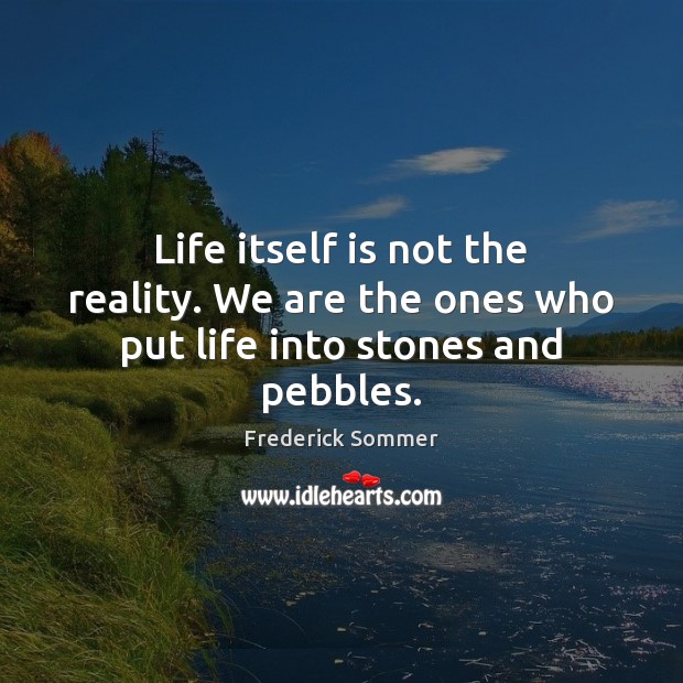 Life itself is not the reality. We are the ones who put life into stones and pebbles. Frederick Sommer Picture Quote
