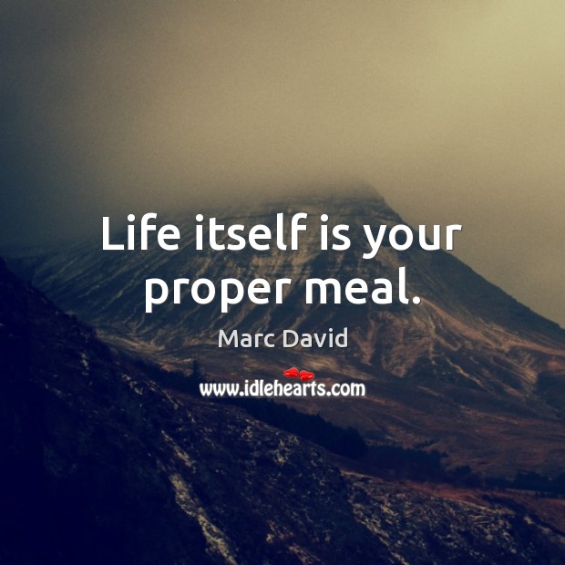 Life itself is your proper meal. 