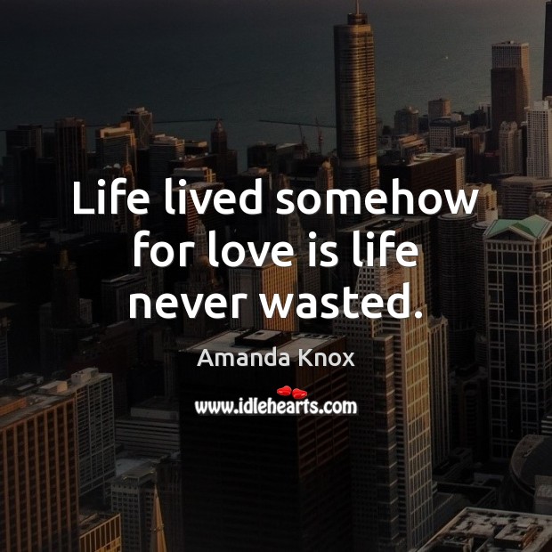 Life lived somehow for love is life never wasted. Amanda Knox Picture Quote