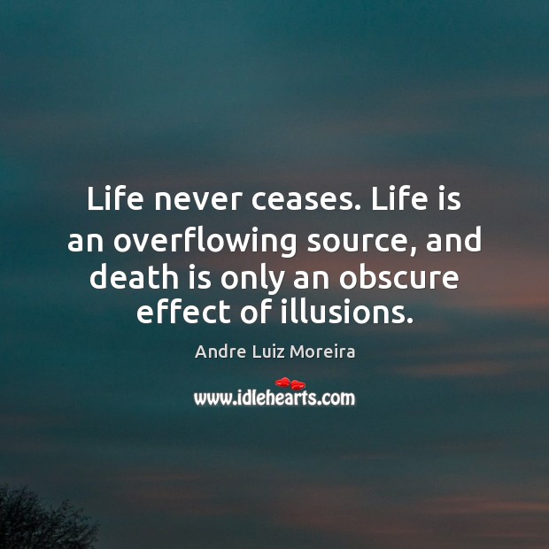 Life never ceases. Life is an overflowing source, and death is only Andre Luiz Moreira Picture Quote