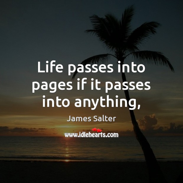 Life passes into pages if it passes into anything, James Salter Picture Quote