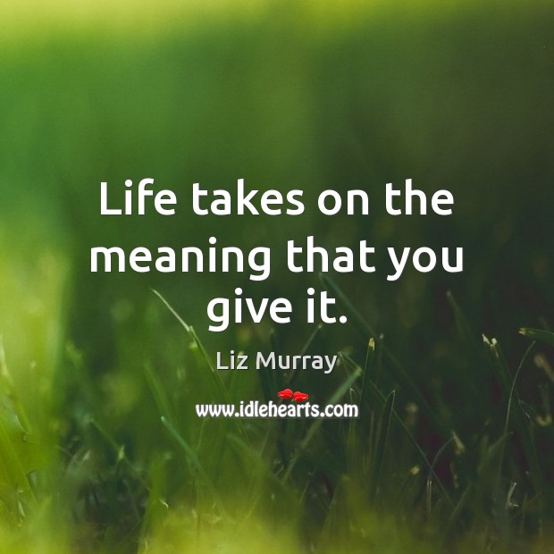 Life takes on the meaning that you give it. Liz Murray Picture Quote