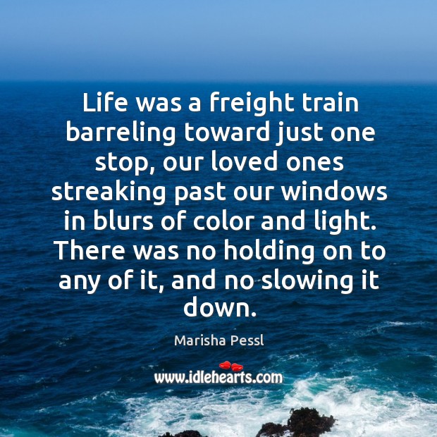 Life was a freight train barreling toward just one stop, our loved Marisha Pessl Picture Quote