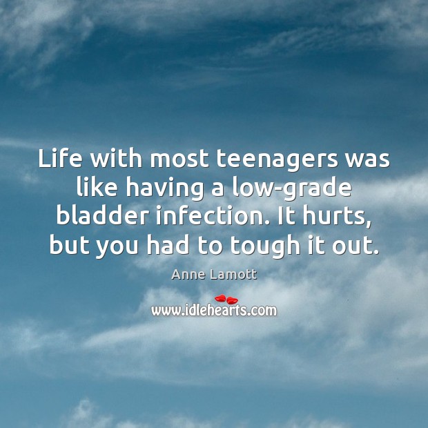 Life with most teenagers was like having a low-grade bladder infection. It Anne Lamott Picture Quote