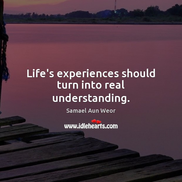 Life’s experiences should turn into real understanding. Samael Aun Weor Picture Quote