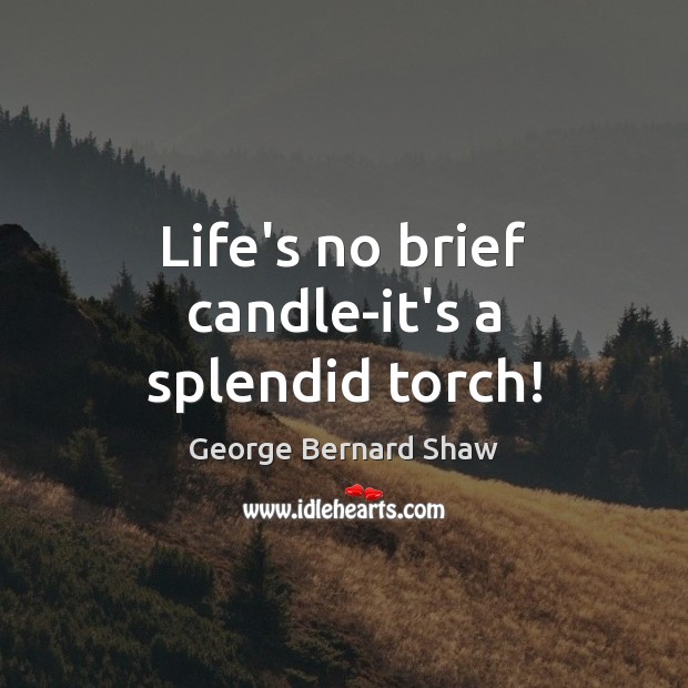 Life’s no brief candle-it’s a splendid torch! 