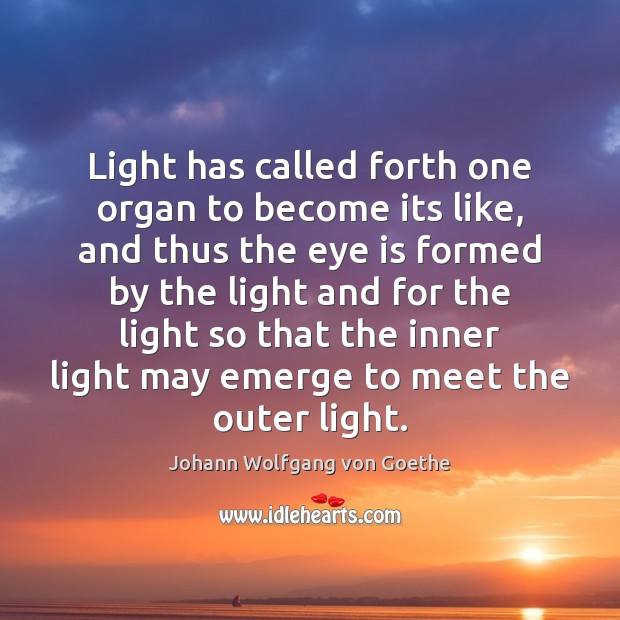 Light has called forth one organ to become its like, and thus Johann Wolfgang von Goethe Picture Quote