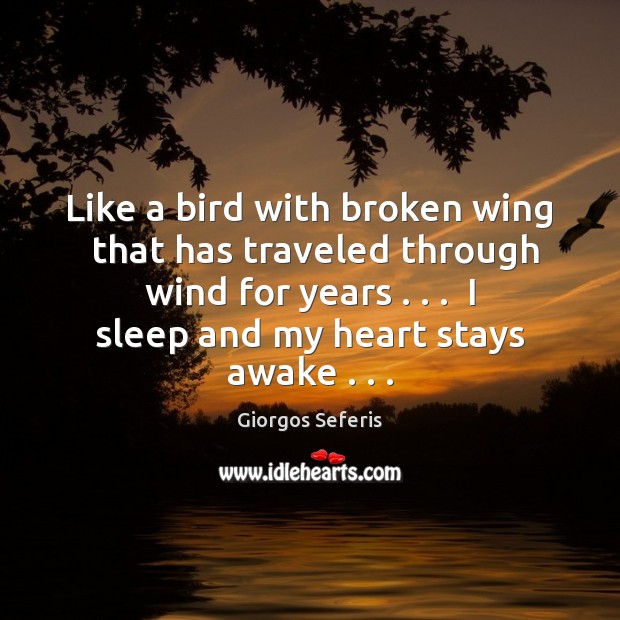 Like a bird with broken wing  that has traveled through wind for Giorgos Seferis Picture Quote