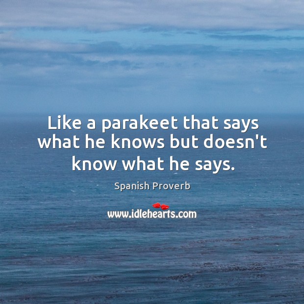 Like a parakeet that says what he knows but doesn’t know what he says. Image