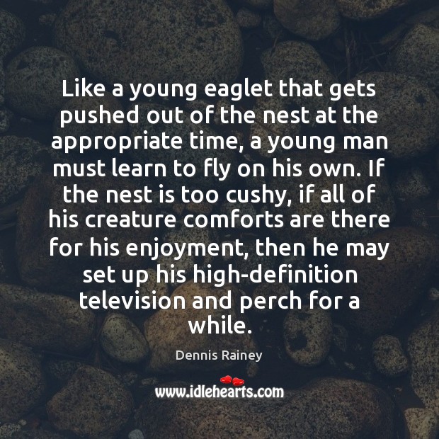 Like a young eaglet that gets pushed out of the nest at Dennis Rainey Picture Quote