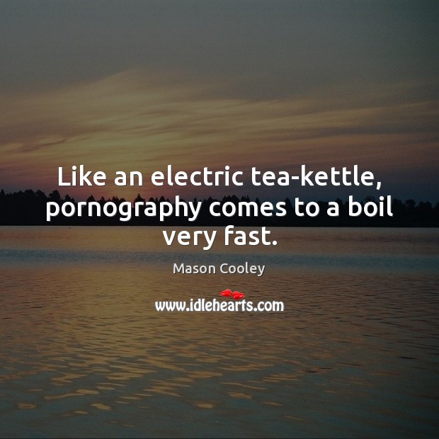 Like an electric tea-kettle, pornography comes to a boil very fast. Mason Cooley Picture Quote