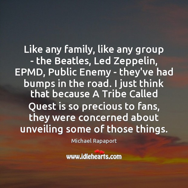 Like any family, like any group – the Beatles, Led Zeppelin, EPMD, Michael Rapaport Picture Quote