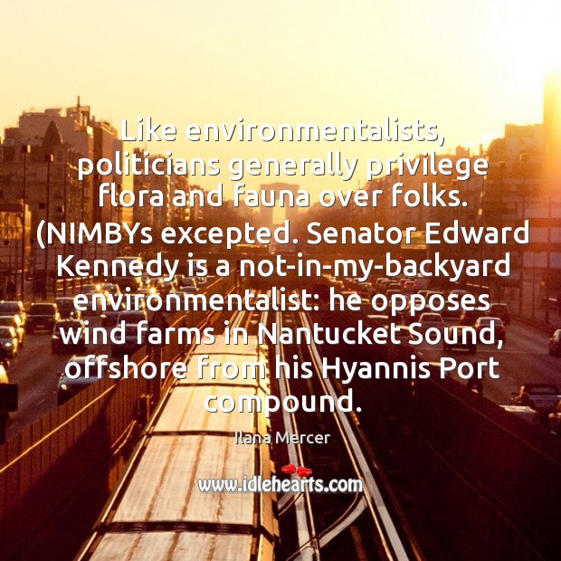 Like environmentalists, politicians generally privilege flora and fauna over folks. (NIMBYs excepted. Image