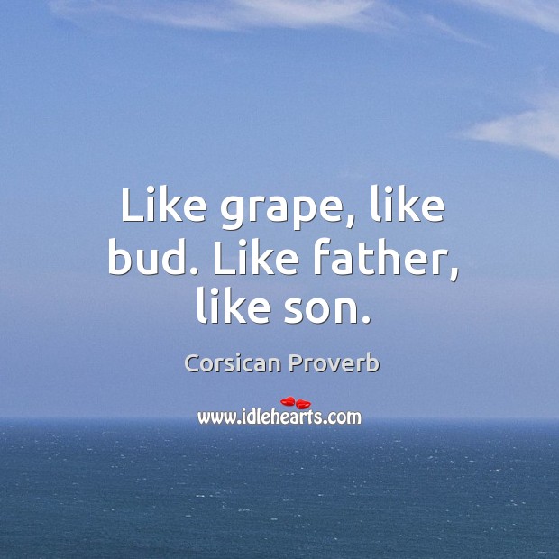 Like grape, like bud. Like father, like son. Corsican Proverbs Image