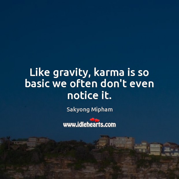 Like gravity, karma is so basic we often don’t even notice it. Sakyong Mipham Picture Quote