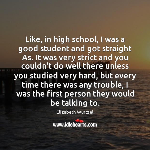 Like, in high school, I was a good student and got straight Elizabeth Wurtzel Picture Quote
