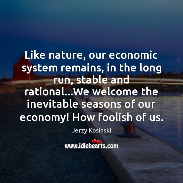 Like nature, our economic system remains, in the long run, stable and Jerzy Kosinski Picture Quote