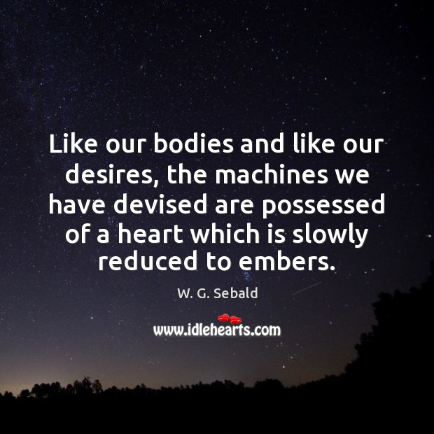 Like our bodies and like our desires, the machines we have devised W. G. Sebald Picture Quote