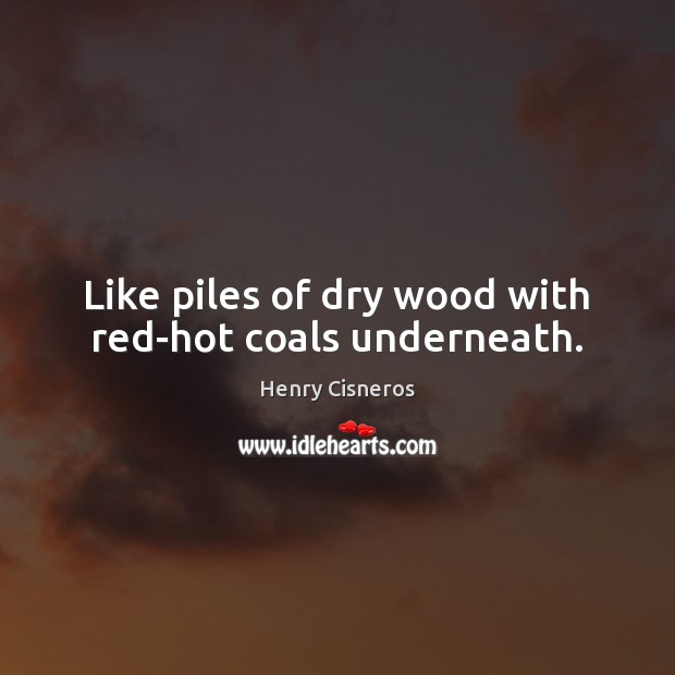 Like piles of dry wood with red-hot coals underneath. Henry Cisneros Picture Quote