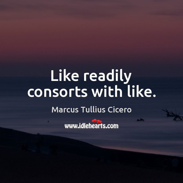 Like readily consorts with like. Marcus Tullius Cicero Picture Quote