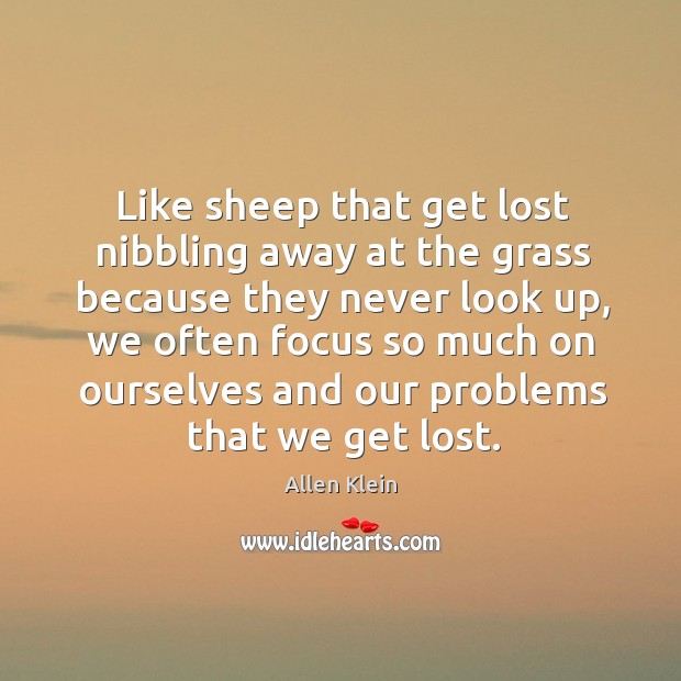 Like sheep that get lost nibbling away at the grass because they never look up Allen Klein Picture Quote