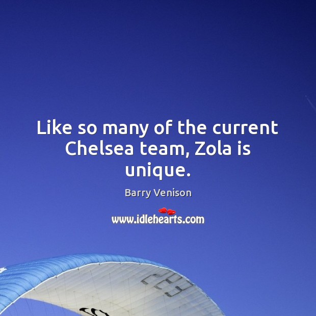 Like so many of the current Chelsea team, Zola is unique. Barry Venison Picture Quote