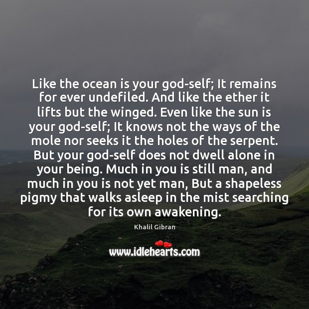 Like the ocean is your God-self; It remains for ever undefiled. And Awakening Quotes Image